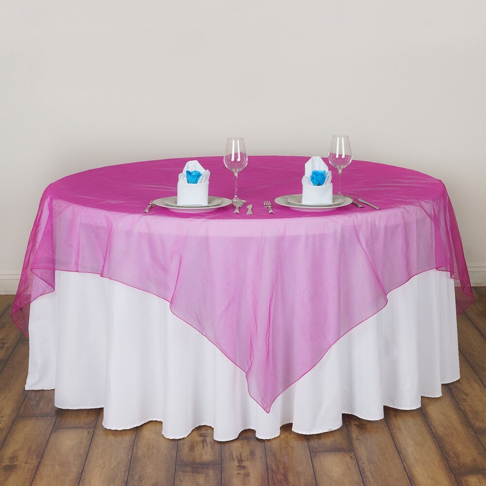 12 Pcs Sheer Organza Table Overlays Toppers Linens 60" x 60" Fuchsia ...