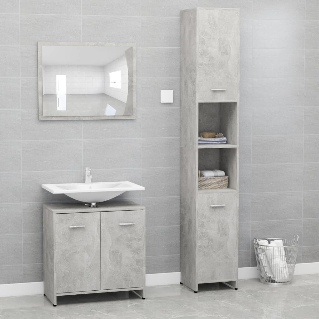 3 Piece Bathroom Furniture Set Concrete Gray Chipboard Overstock