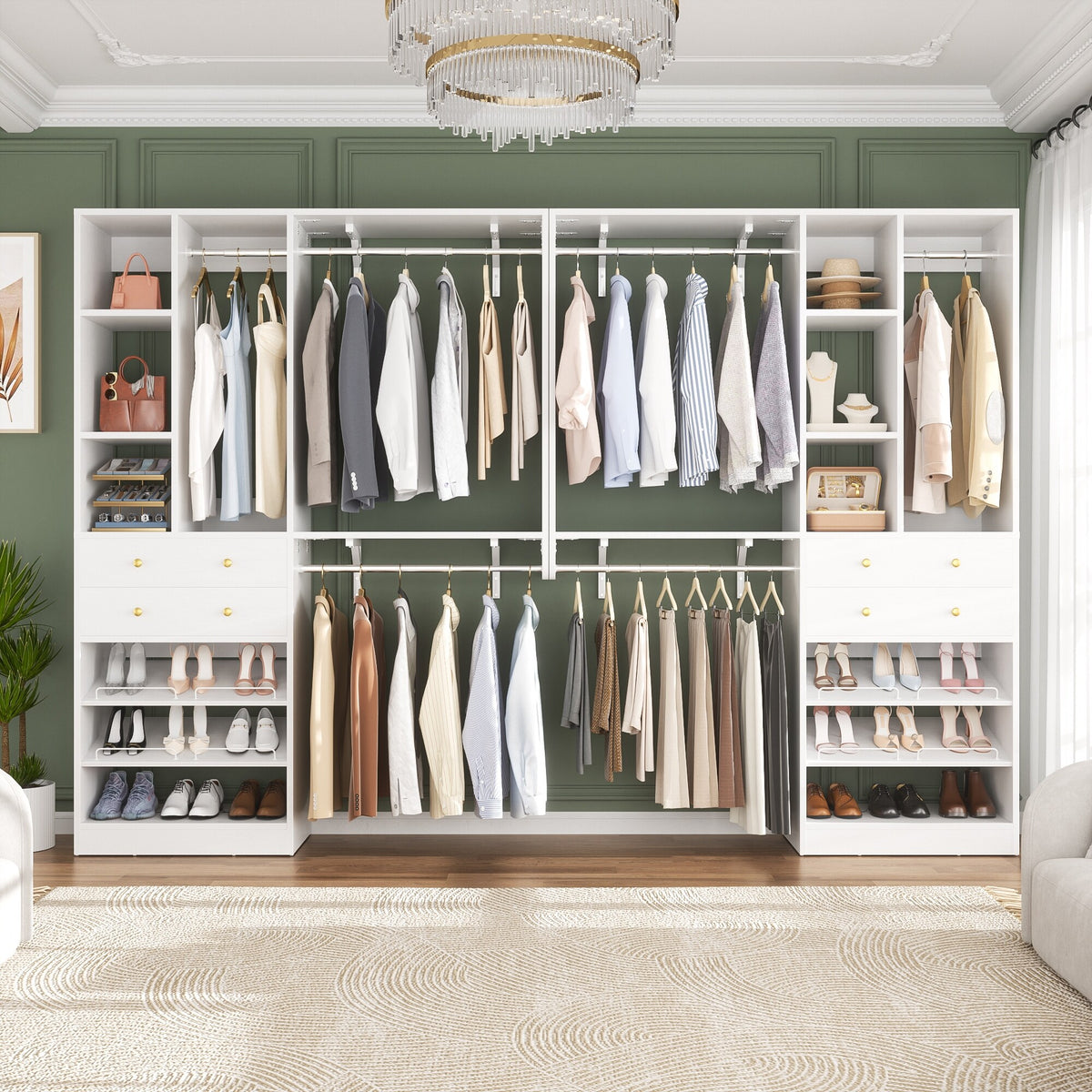 5FT Small Closet System with Drawers 60 Closet Organizer System with