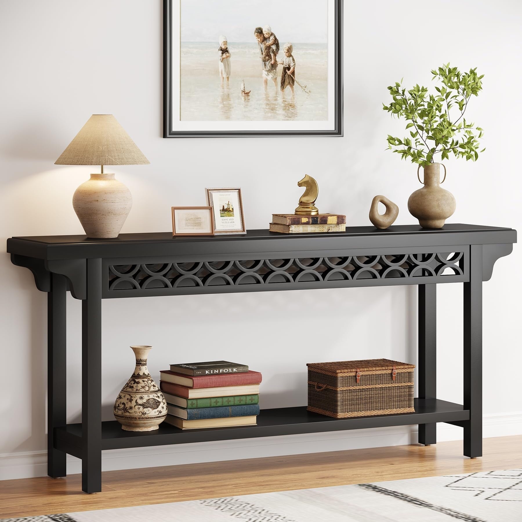 入荷通知 アプリ おすすめ Inch 70.8 Farmhouse Table Sofa Table Console Long Wood Solid カウンターテーブル・ハイテーブル