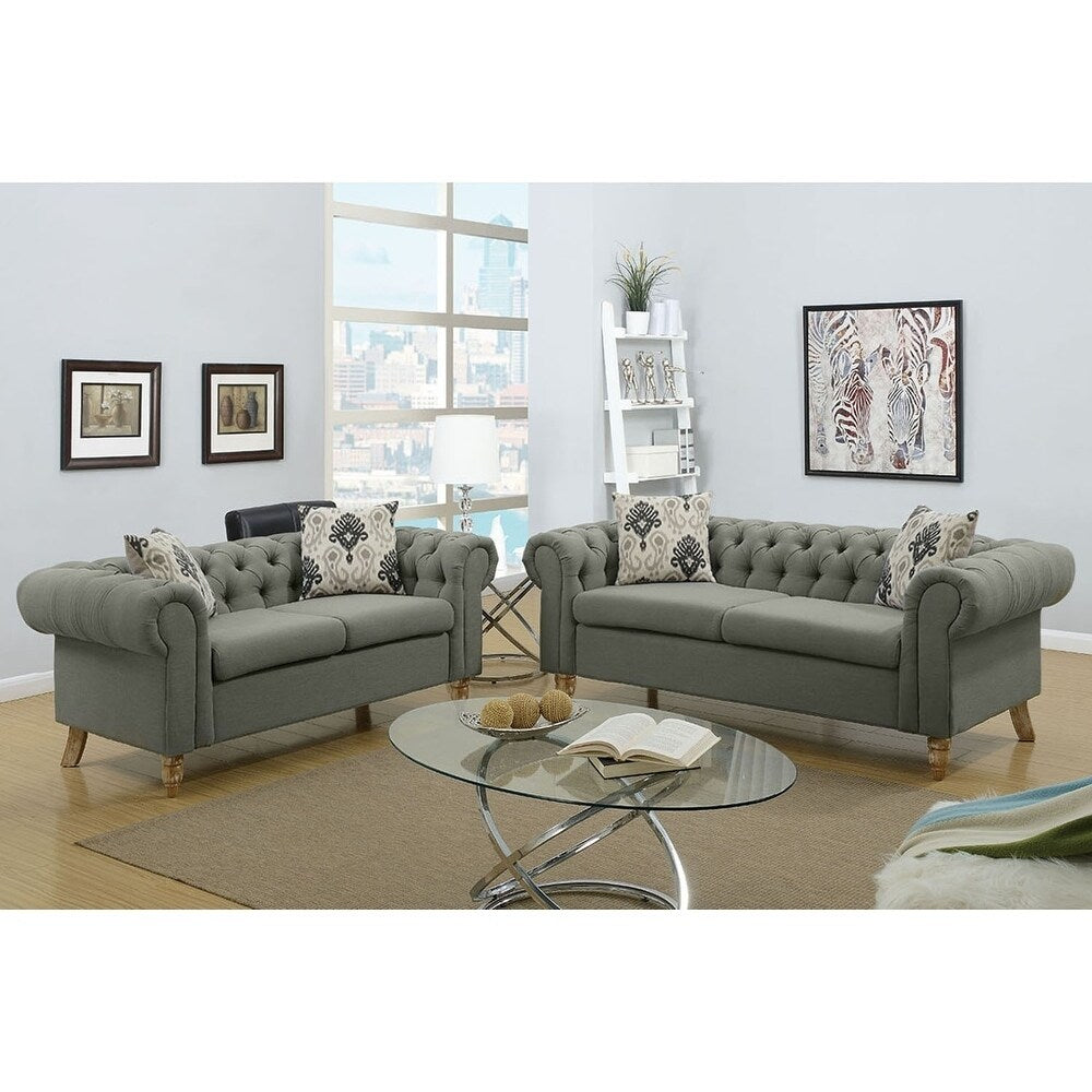 Bobkona Hayden Bonded Leather 2-Pcs Sectional Sofa Loveseat With Adjustable Back Ottoman Not Included