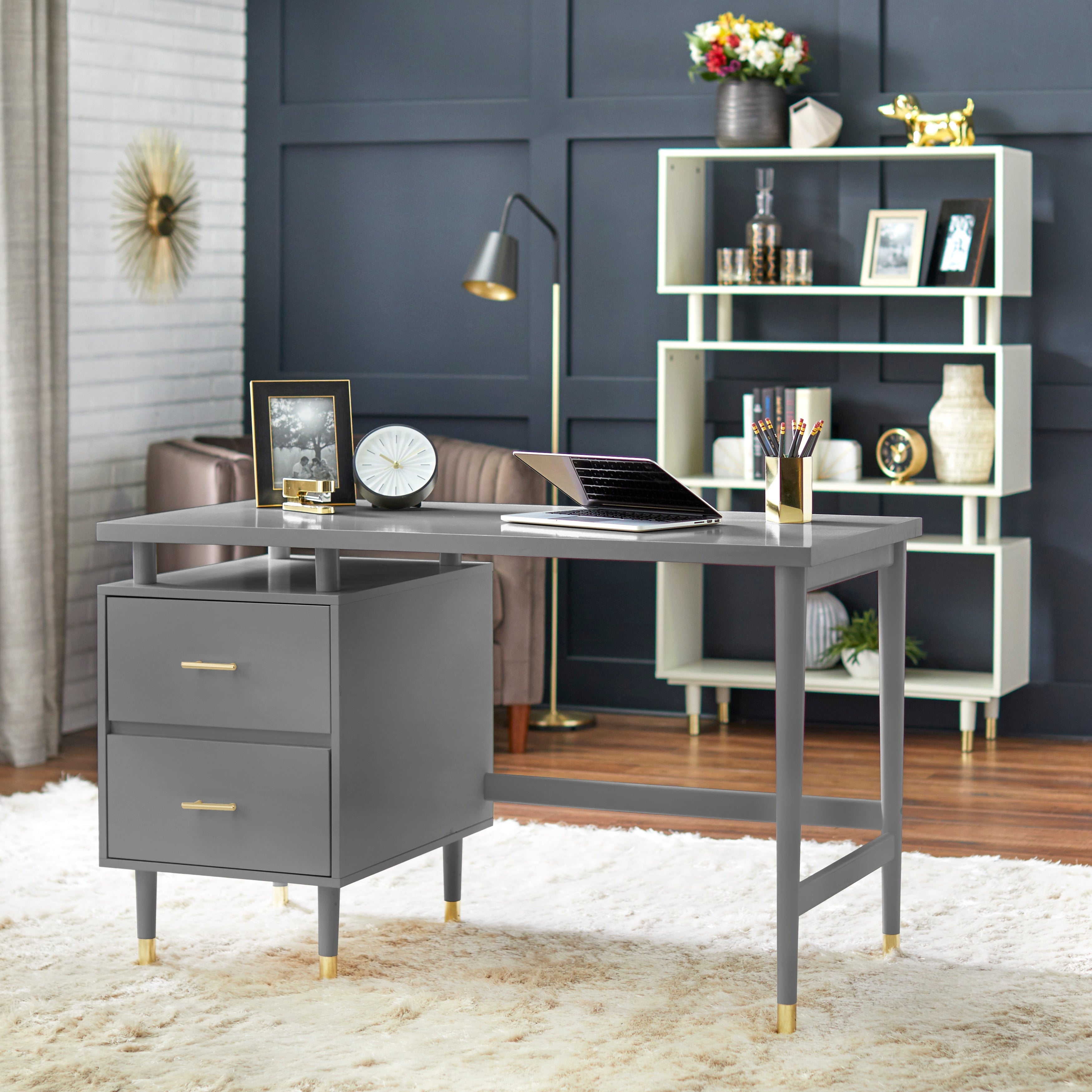 Simple Living Margo 2 drawer Mid Century Modern Desk