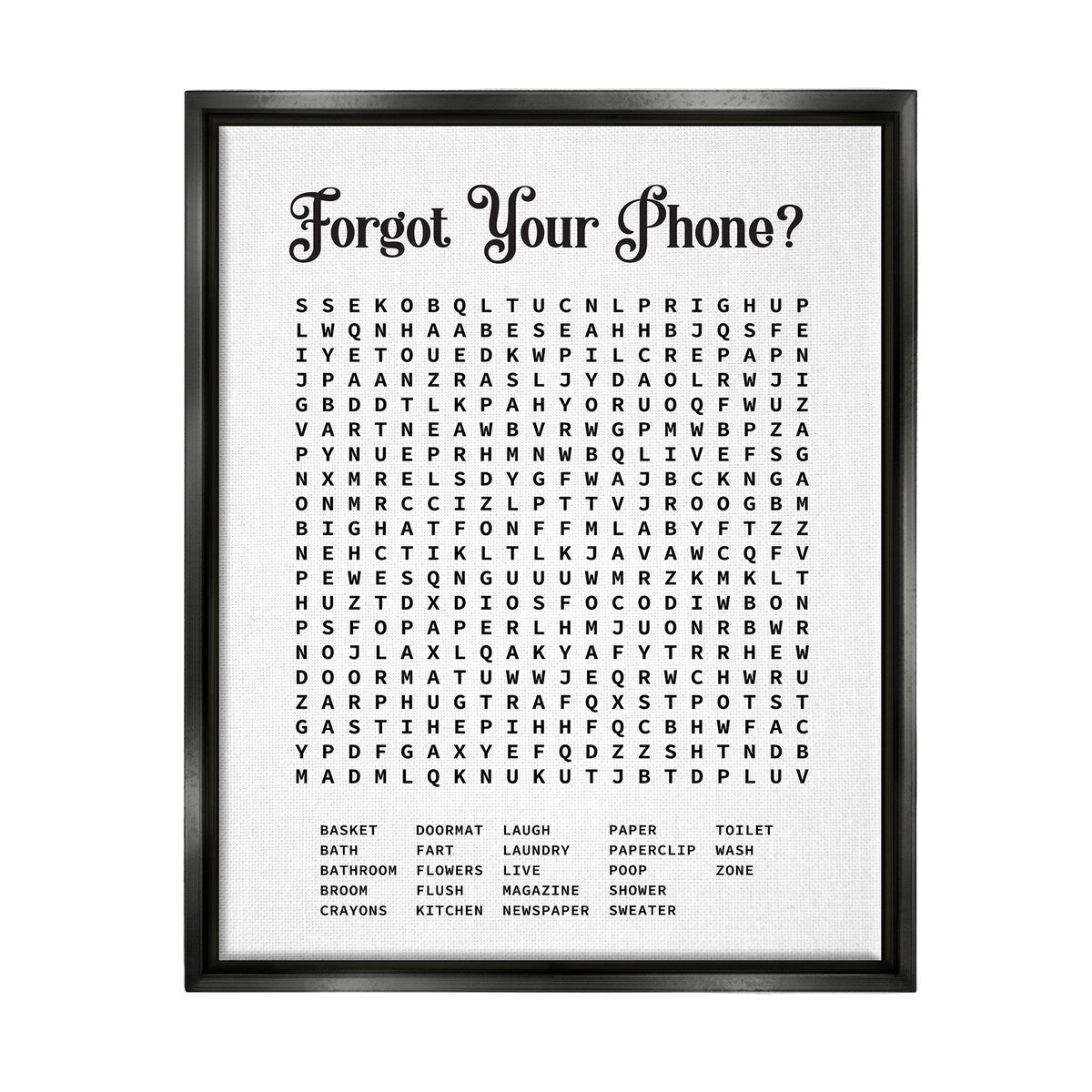 Stupell Phone Crossword Puzzle Bathroom Word Design Floater Frame Bl Overstock