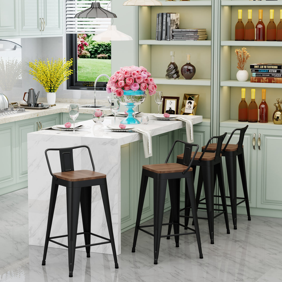 modern bar stools with backs set of 4