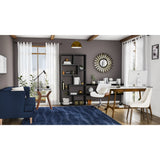 Carson Carrington Holstebro Blue/Gold Wavy Stripe Shag Area Rug