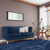 Carson Carrington Holstebro Blue/Gold Wavy Stripe Shag Area Rug