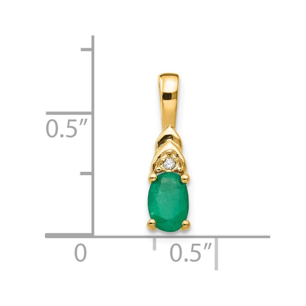0.41ct Oval Cut Emerald Cut and Diamond Accent Pendant 14k Yellow Gold