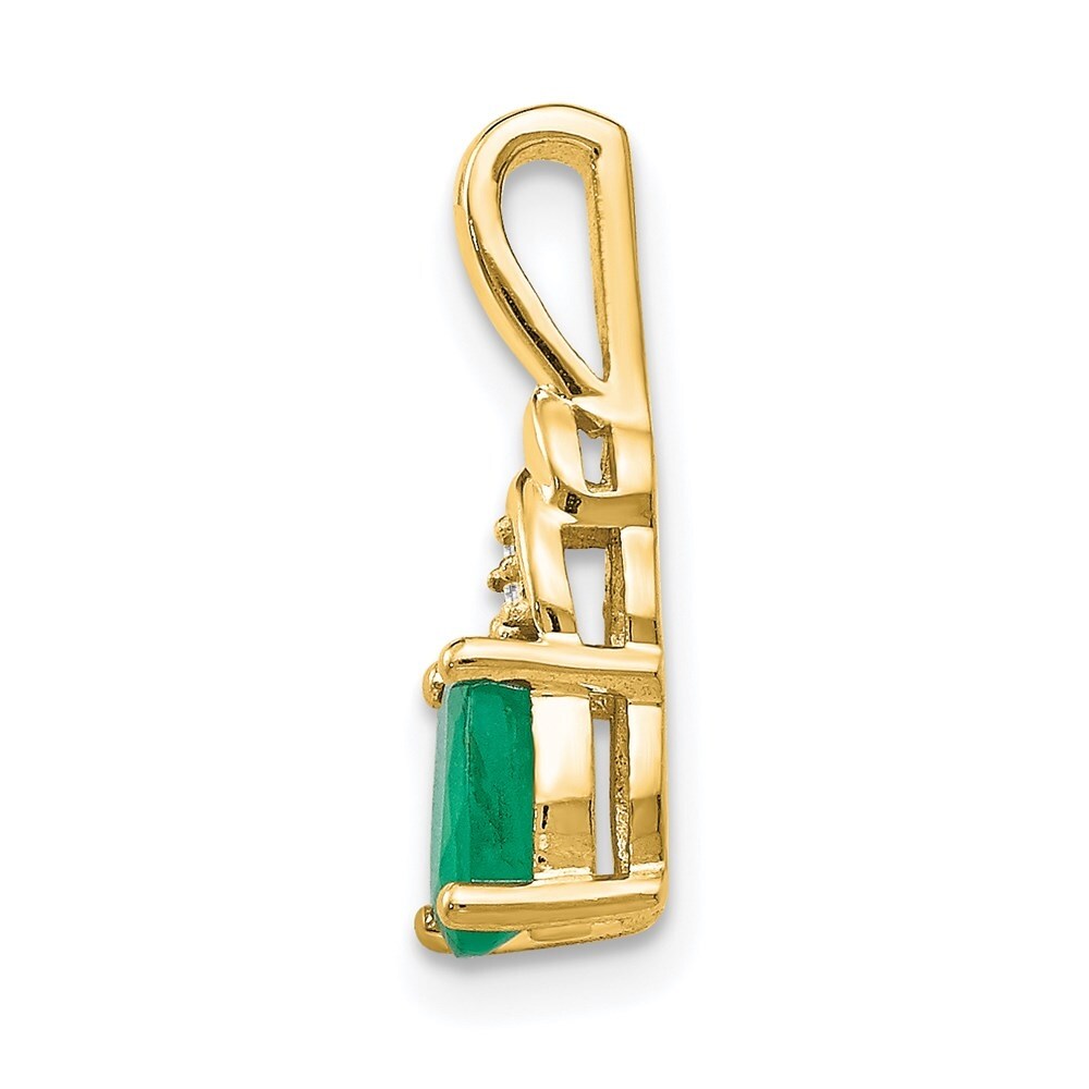 0.41ct Oval Cut Emerald Cut and Diamond Accent Pendant 14k Yellow Gold