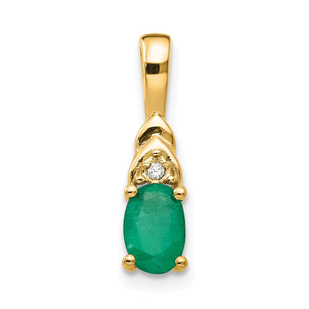 0.41ct Oval Cut Emerald Cut and Diamond Accent Pendant 14k Yellow Gold