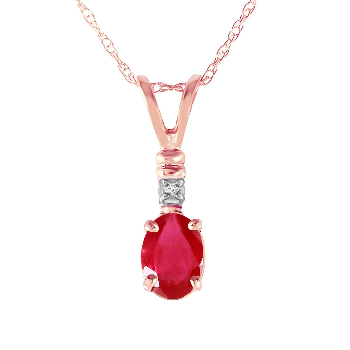 0.46 Carat 14K Solid Gold Pulse Natural Ruby Diamond Elegant Necklace