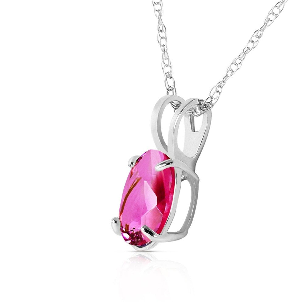 0.85 Carat 14K Solid White Gold with out A Sign Pink Topaz Necklace