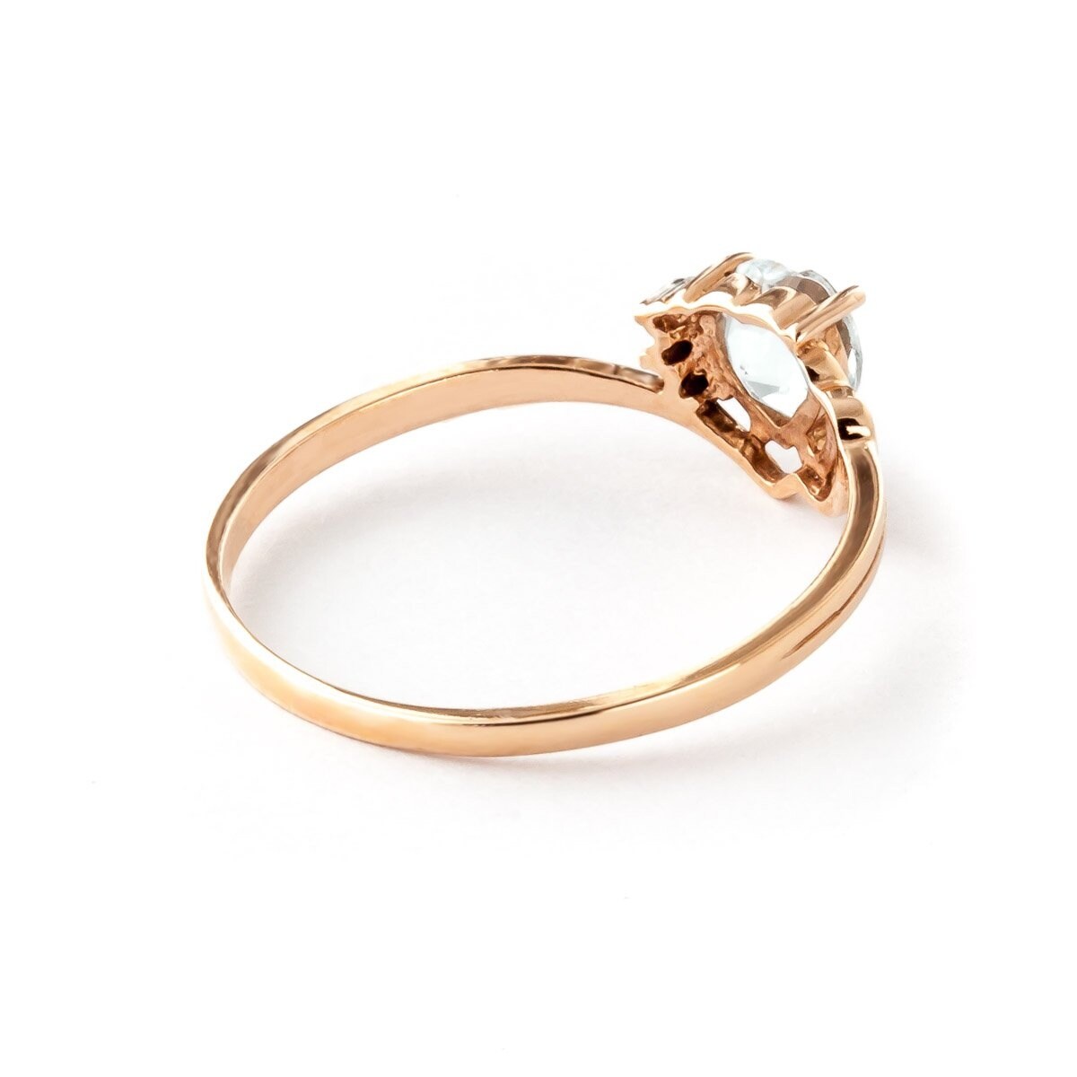 0.97 Carat 14k Rose Gold Aquamarine Gemstone Ring w/ Natural Diamond