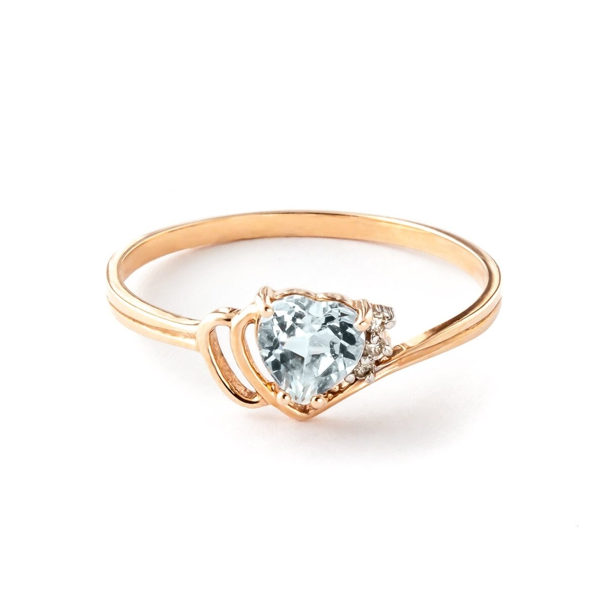 0.97 Carat 14k Rose Gold Aquamarine Gemstone Ring w/ Natural Diamond
