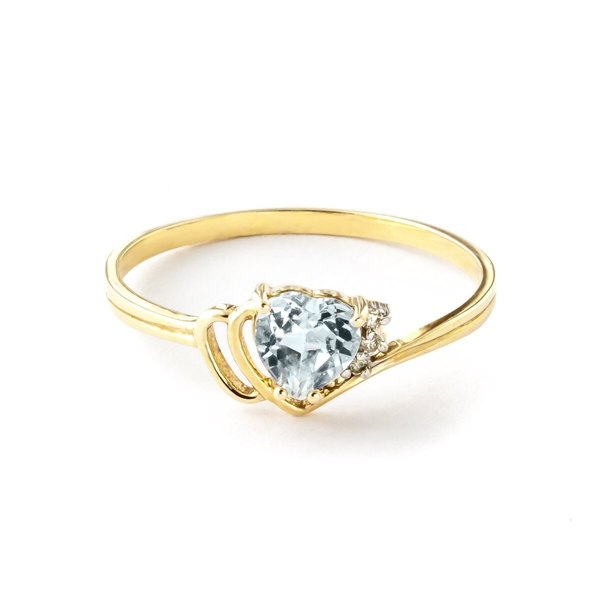 0.97 Carat 14k Yellow Gold Aquamarine Gemstone Ring w/ Natural Diamond