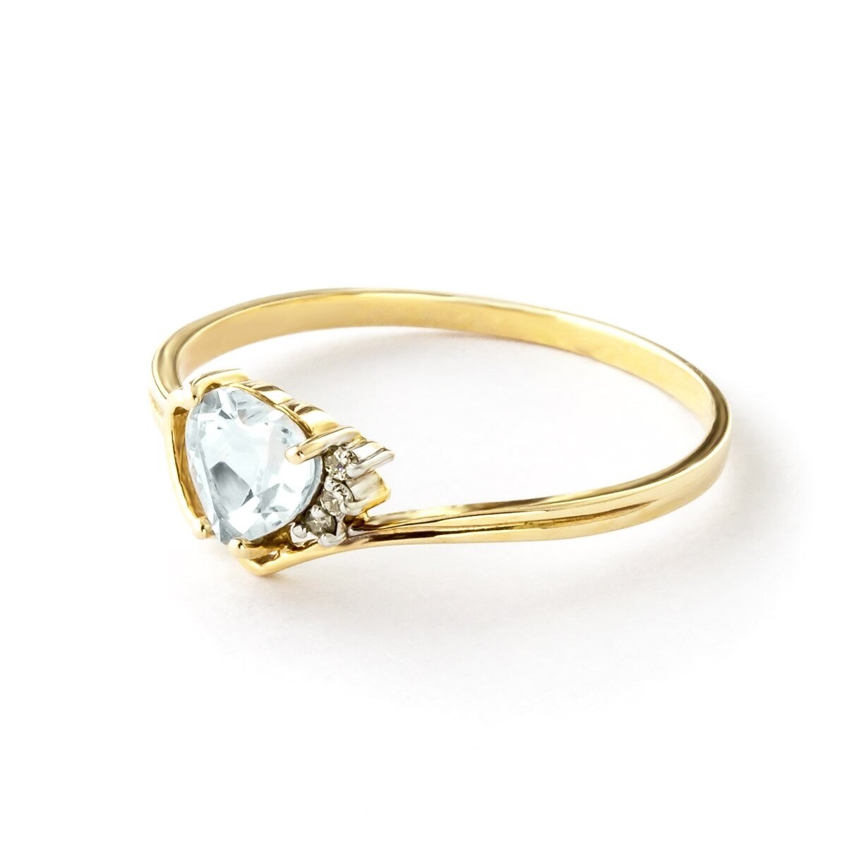 0.97 Carat 14k Yellow Gold Aquamarine Gemstone Ring w/ Natural Diamond