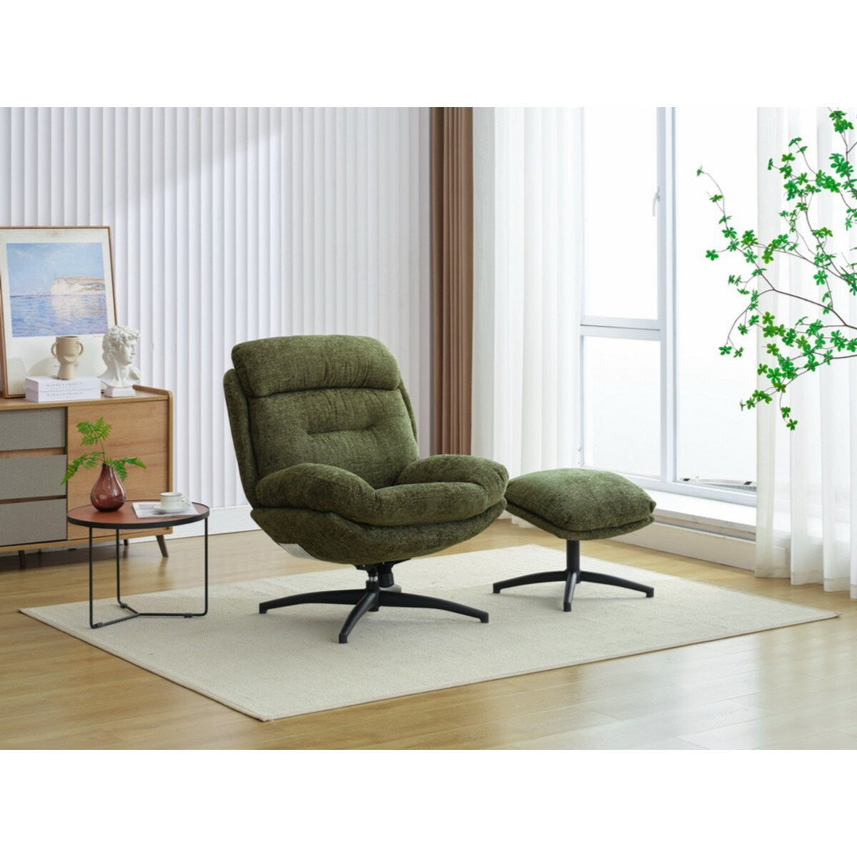 065C Rocking and Swivel Leisure chair lounge chair velvet with ottoman
