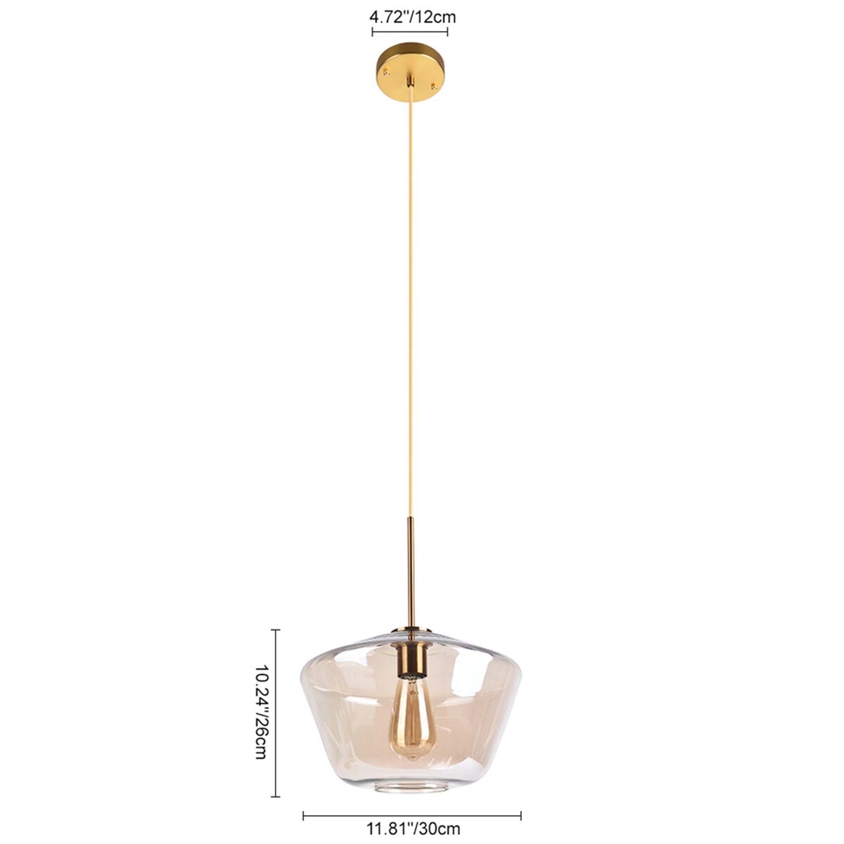 1 - Light 11.81'' Modern Single Bell Amber Glass Shade Pendant