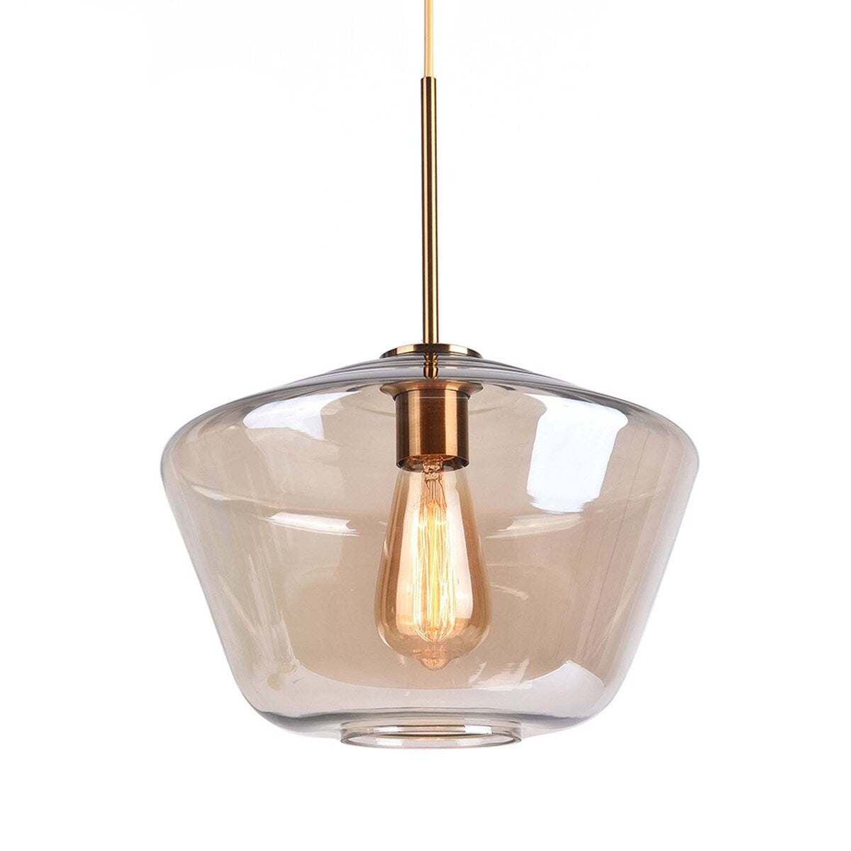 1 - Light 11.81'' Modern Single Bell Amber Glass Shade Pendant