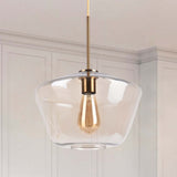 1 - Light 11.81'' Modern Single Bell Amber Glass Shade Pendant