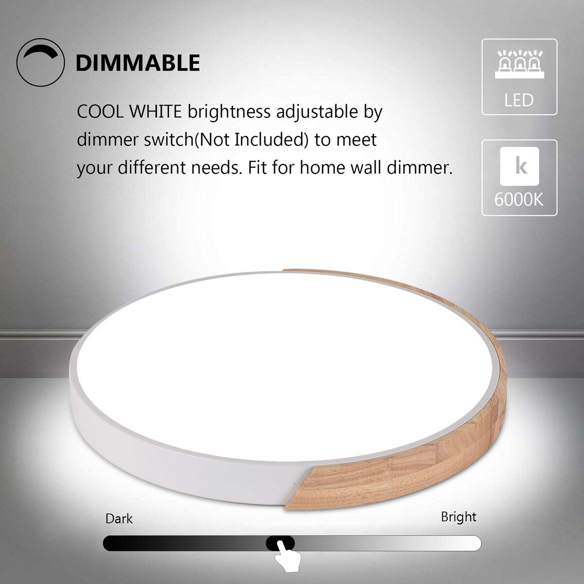 1-Light Modern Farmhouse 15.74'' Wood LED Dimmable Flush Mount