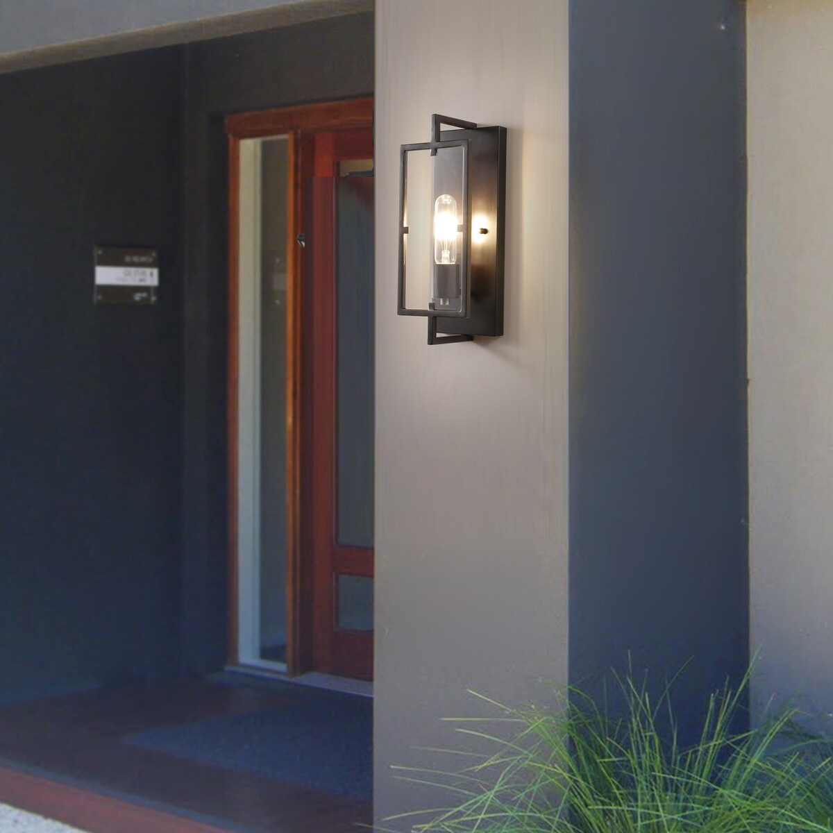 1 - Light Black Flush Mount with Clear Glass Pane