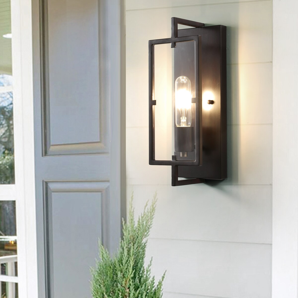 1 - Light Black Flush Mount with Clear Glass Pane