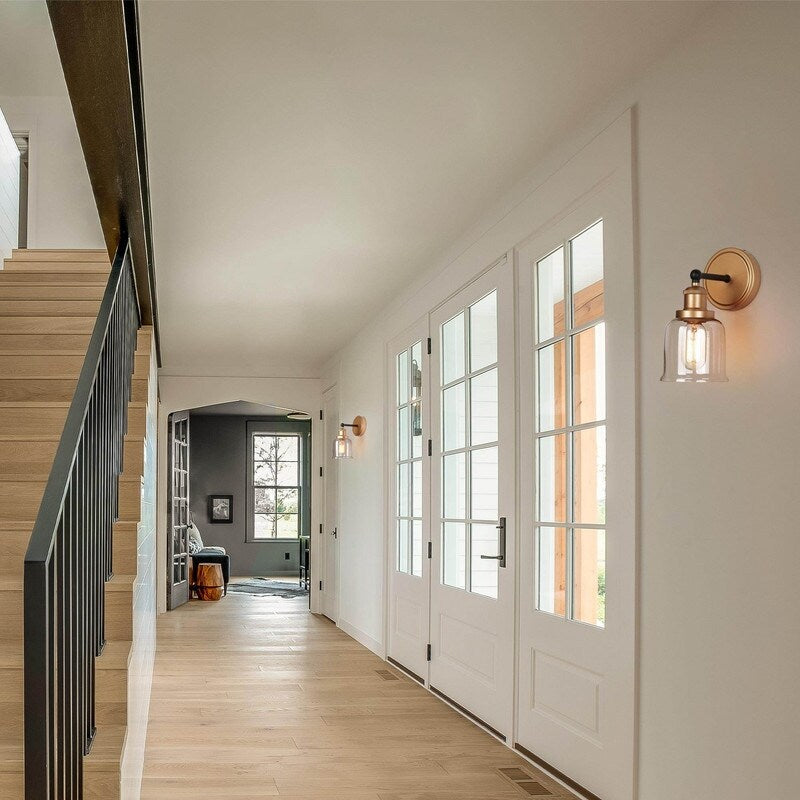 1/2/3/4 Light Modern Farmhouse Bathroom Vanity Lights Brass Wall Sconce Lighting with Bell Glass