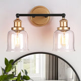 1/2/3/4 Light Modern Farmhouse Bathroom Vanity Lights Brass Wall Sconce Lighting with Bell Glass