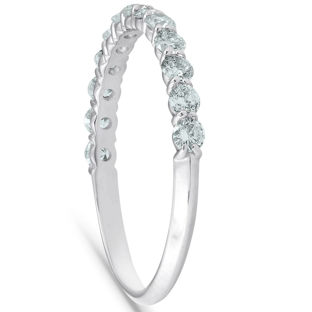 1/2ct TDW Diamond Wedding Ring Stackable Womens Anniversary Band 14k White Gold