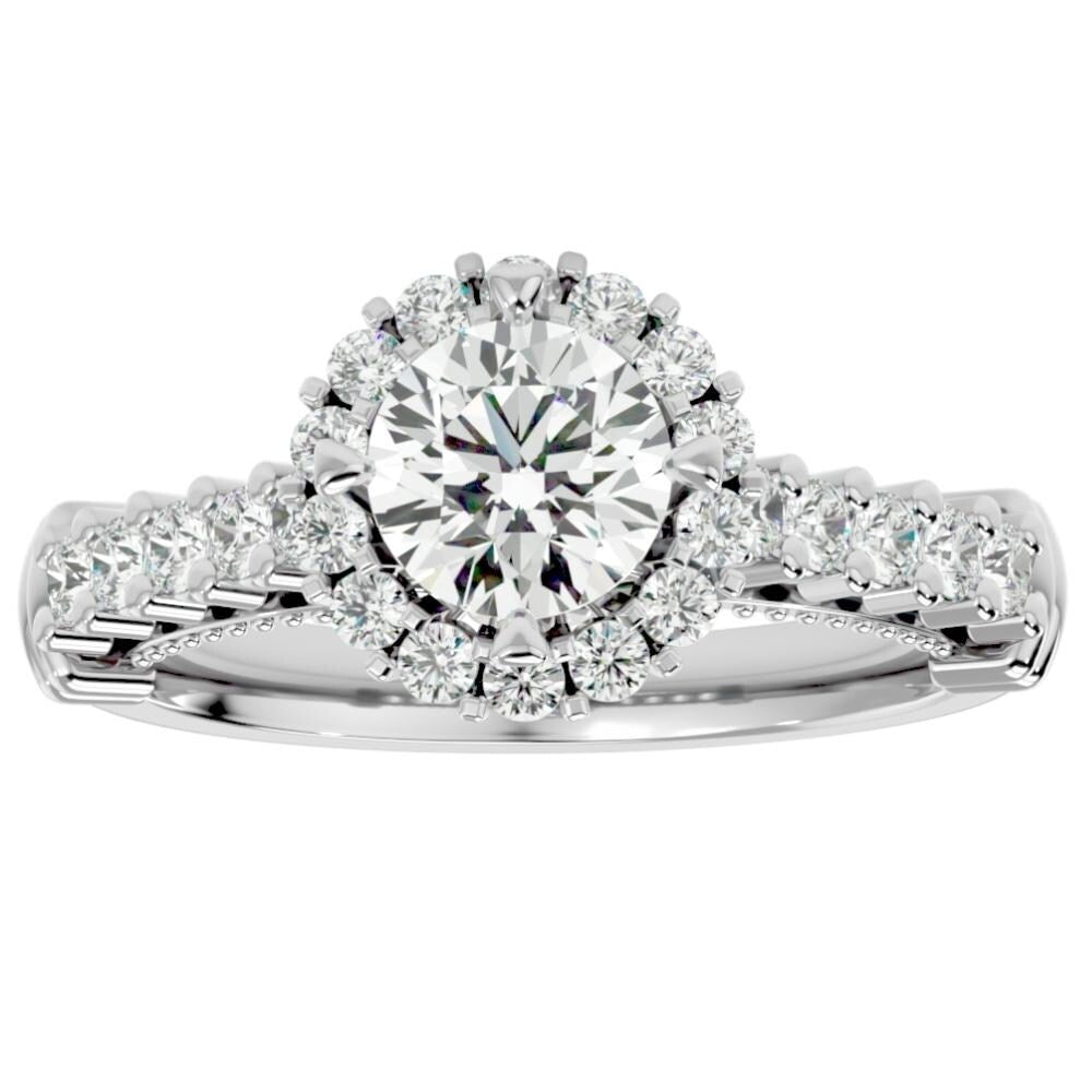 1 3/4Ct Halo Diamond G/SI Engagement Ring in 10k White or Yellow Gold