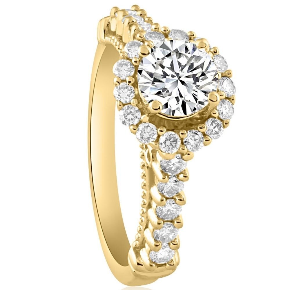 1 3/4Ct Halo Diamond G/SI Engagement Ring in 10k White or Yellow Gold