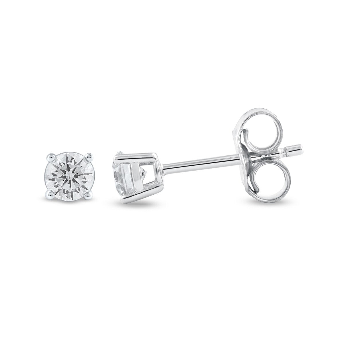 1/3ct TDW Lab-grown Round Diamond Solitaire Stud Earrings for Women in 10k Gold