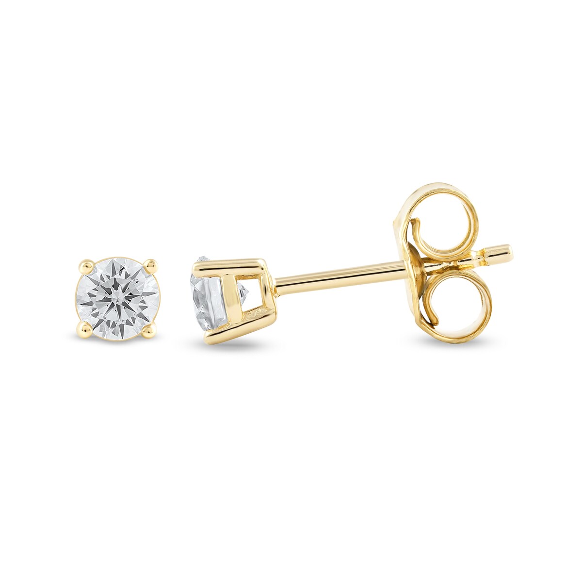 1/3ct TDW Lab-grown Round Diamond Solitaire Stud Earrings for Women in 10k Gold
