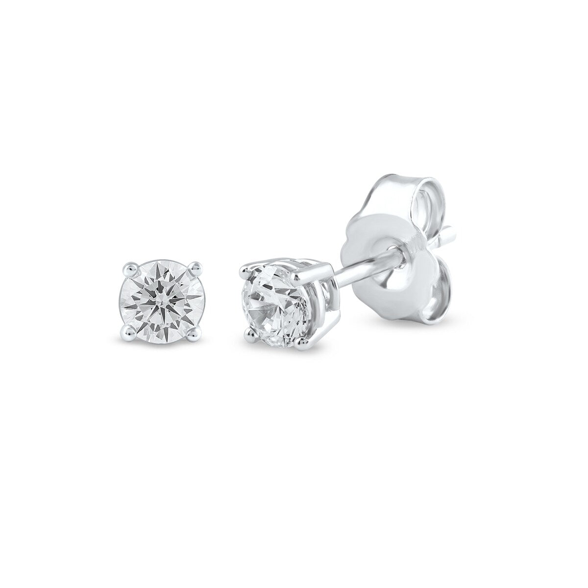 1/3ct TDW Lab-grown Round Diamond Solitaire Stud Earrings for Women in 10k Gold