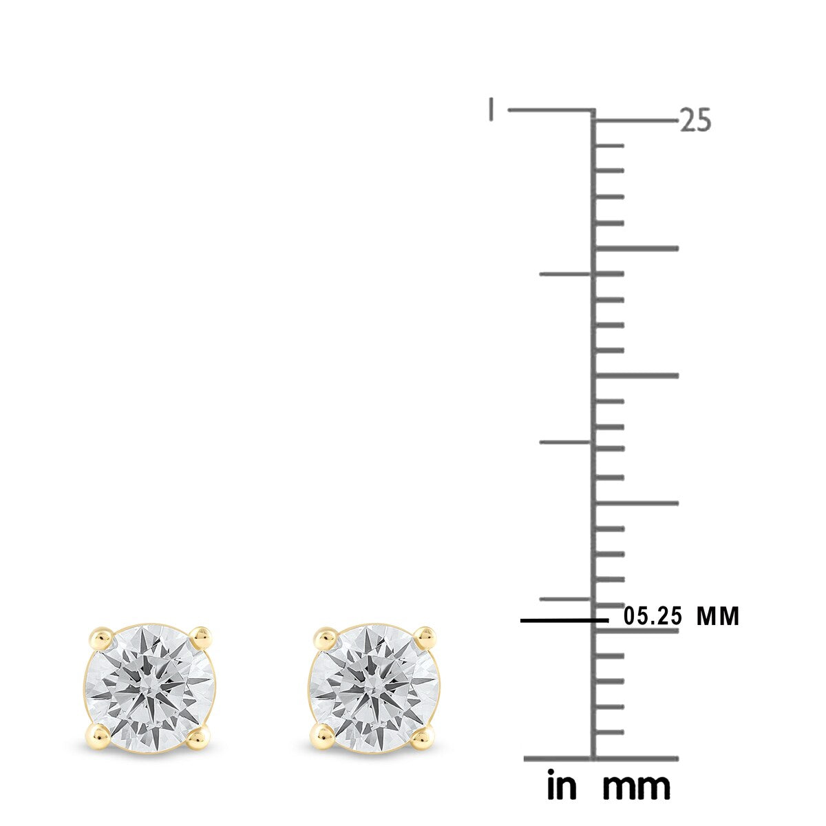 1/3ct TDW Lab-grown Round Diamond Solitaire Stud Earrings for Women in 10k Gold