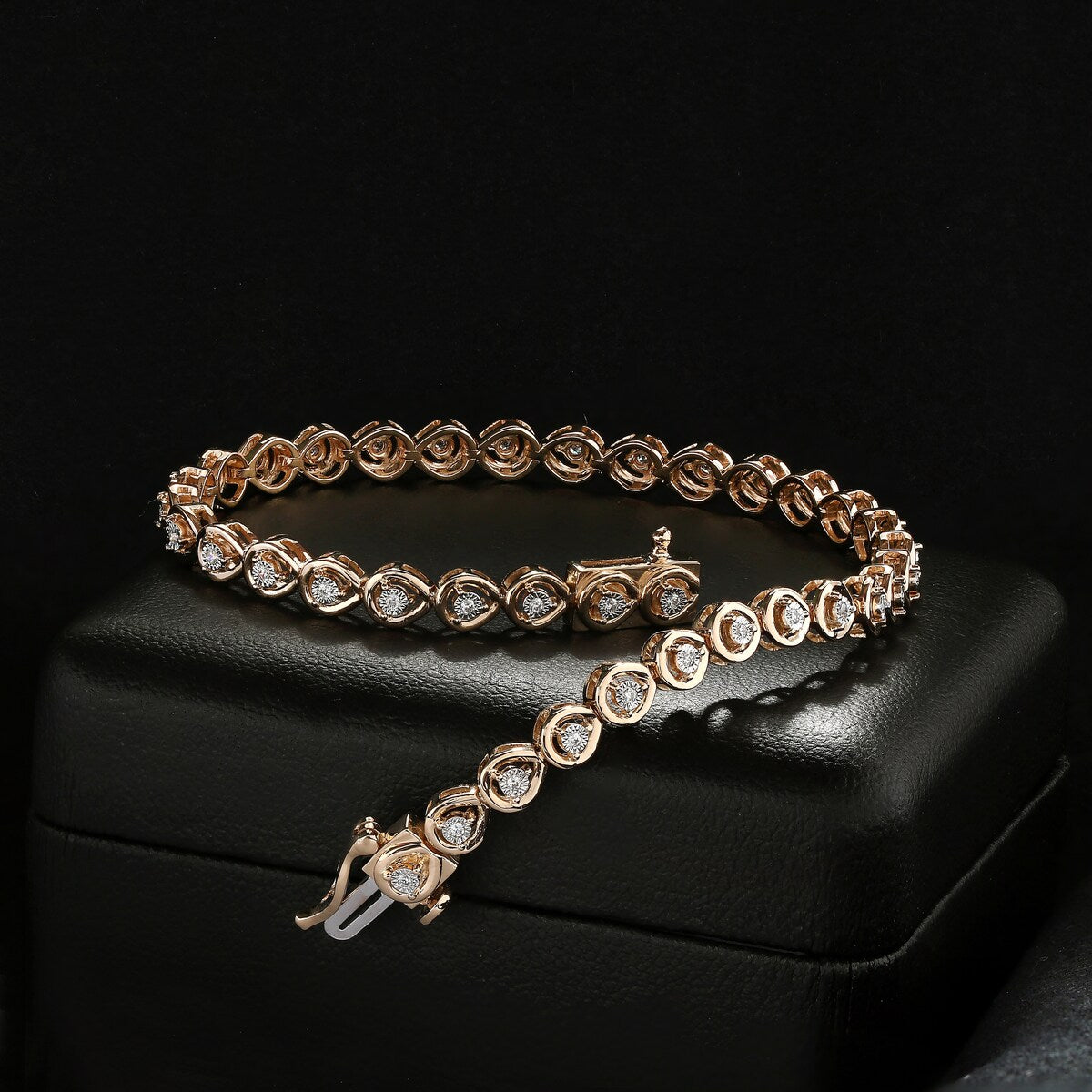 1/4ct TDW Diamond Halo Tennis Bracelet in Silver Rhodium by De Couer