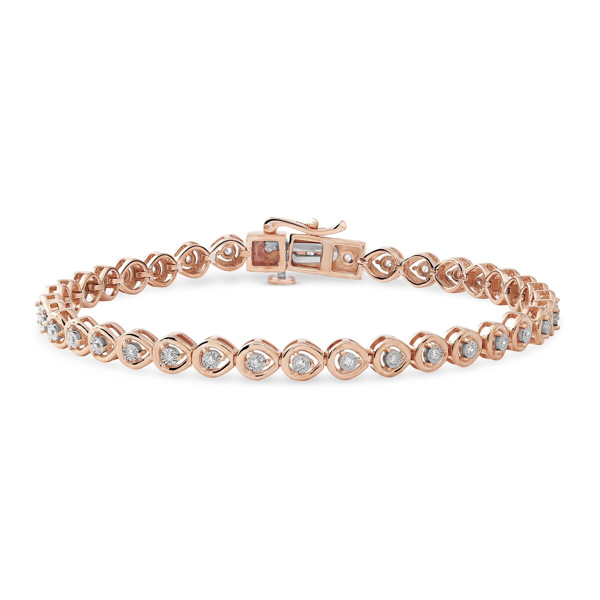 1/4ct TDW Diamond Halo Tennis Bracelet in Silver Rhodium by De Couer
