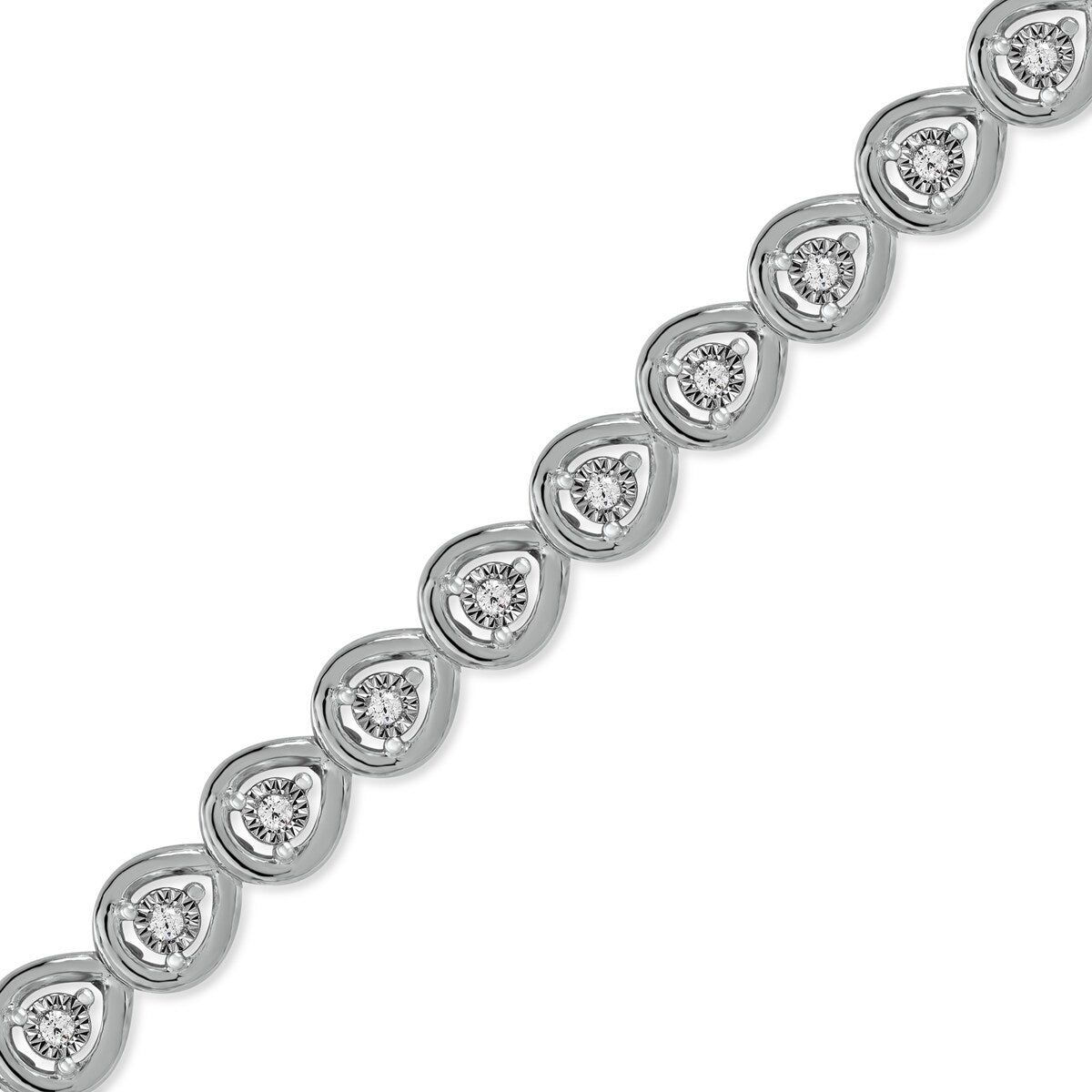 1/4ct TDW Diamond Halo Tennis Bracelet in Silver Rhodium by De Couer