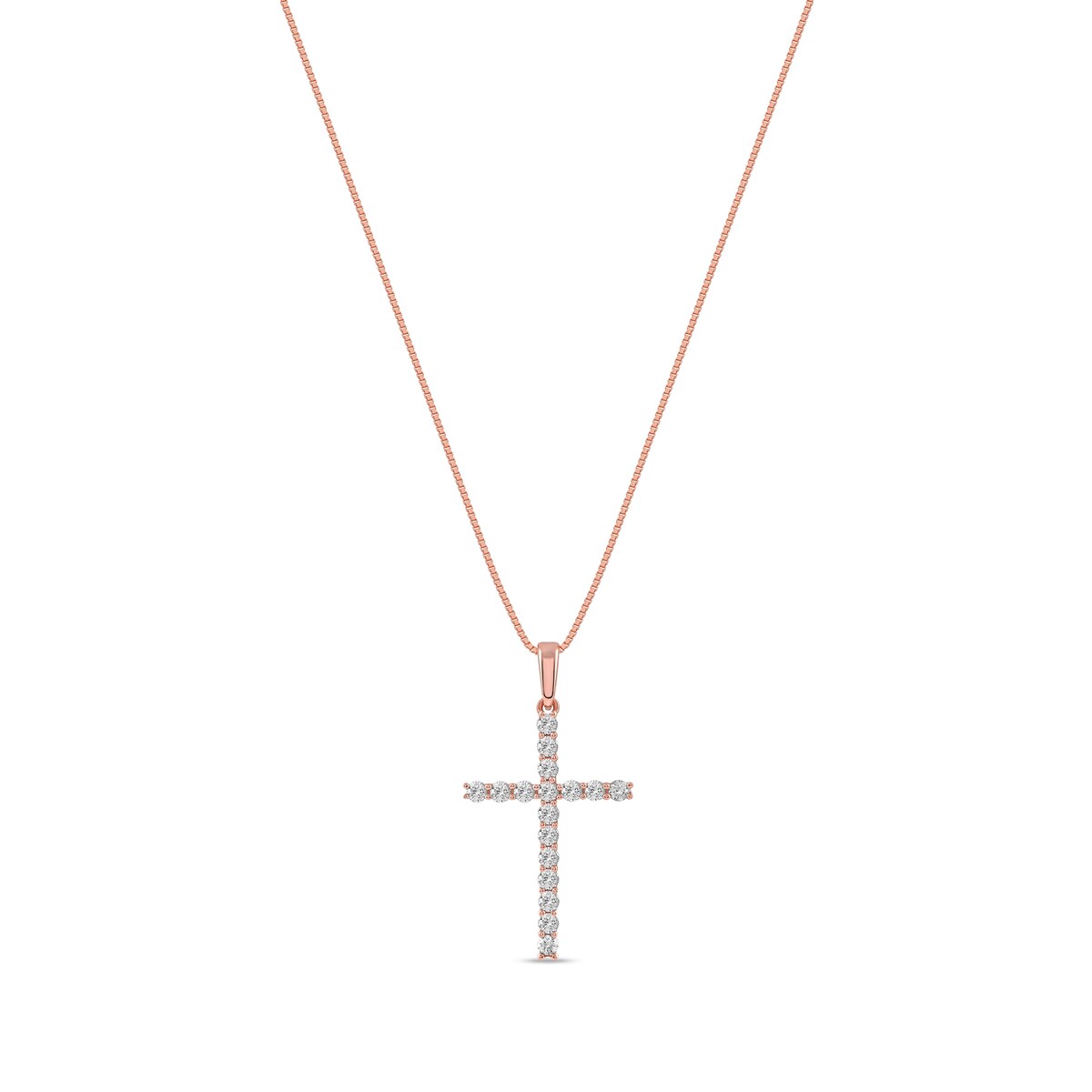 1/4ct TDW Lab-grown Diamond Cross Pendant Necklace for Women in 14k White Gold