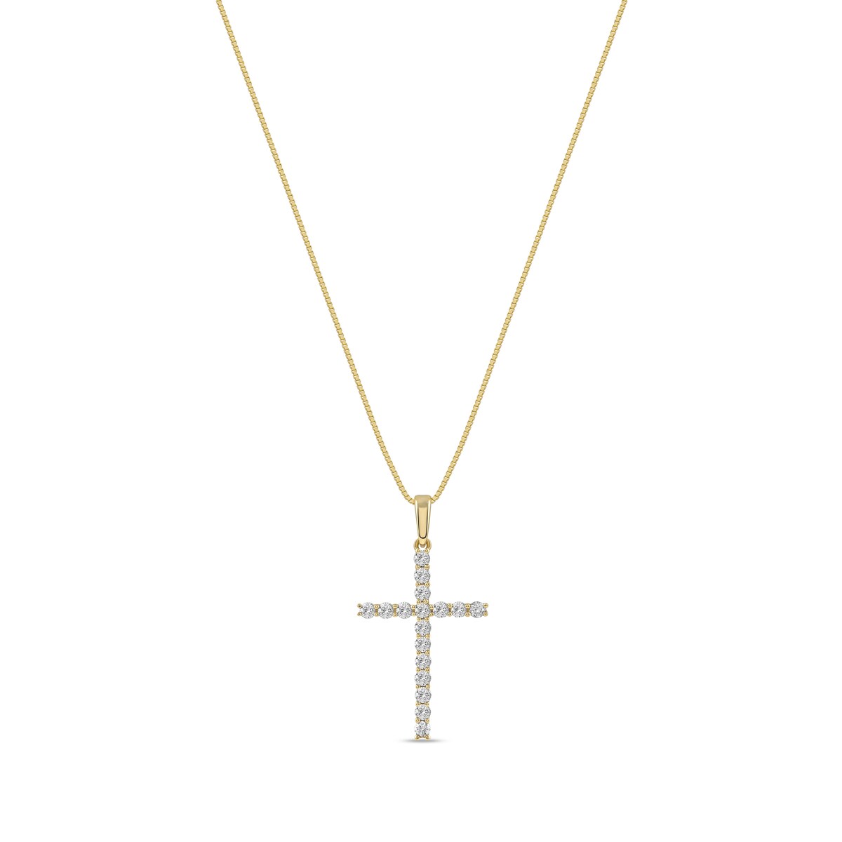 1/4ct TDW Lab-grown Diamond Cross Pendant Necklace for Women in 14k White Gold
