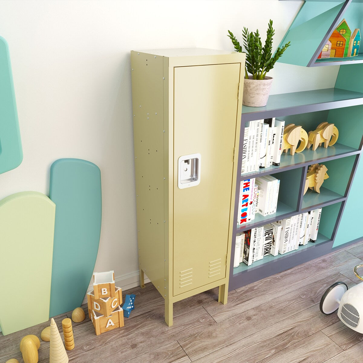 1 Door Tall Single Metal Locker-Retro Style Storage Cabinet--Industrial Furniture