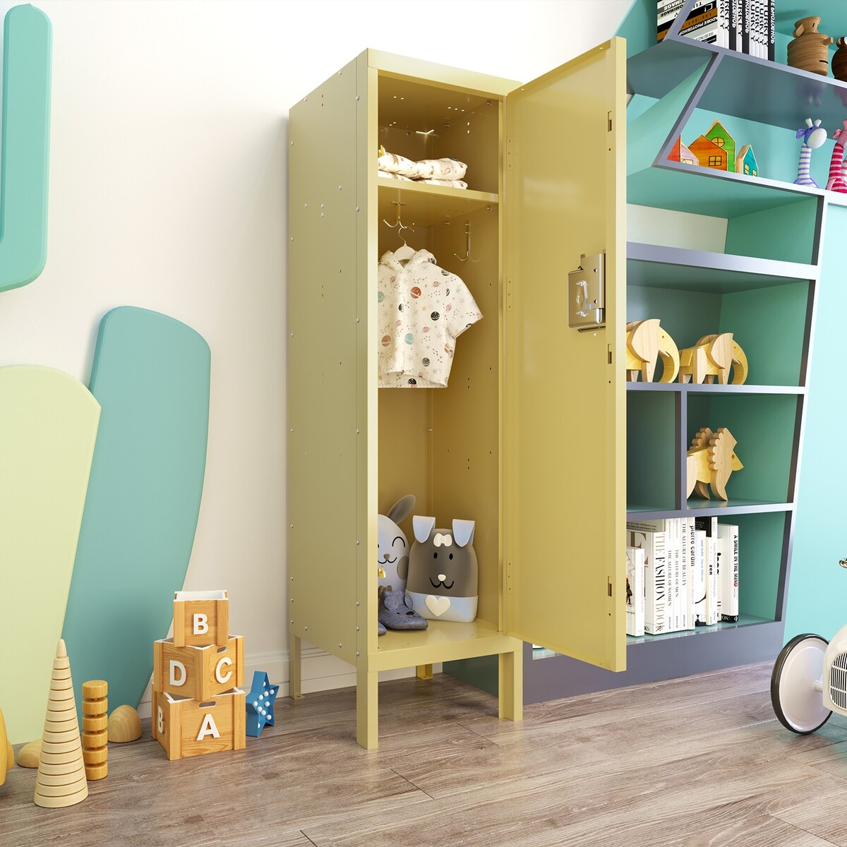 1 Door Tall Single Metal Locker-Retro Style Storage Cabinet--Industrial Furniture
