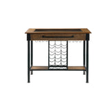 1 Drawer Bar Table with Wine Rack and Stemware Holders, Brown and Black