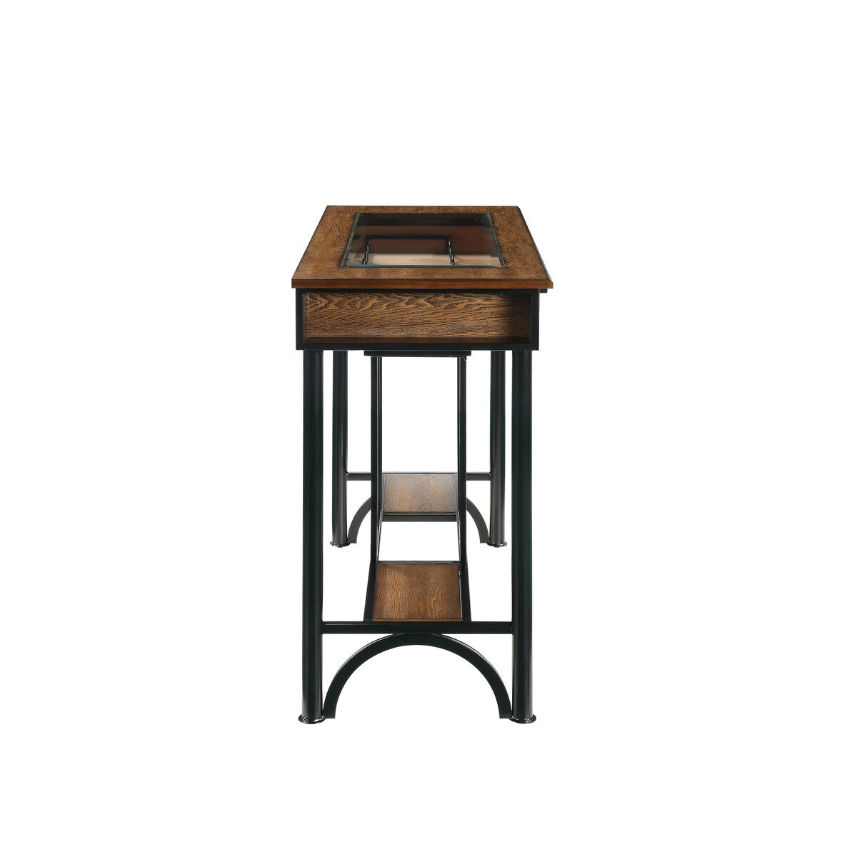 1 Drawer Bar Table with Wine Rack and Stemware Holders, Brown and Black