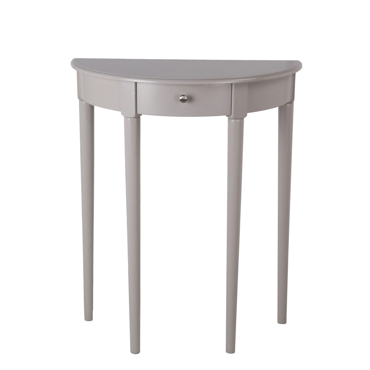 1 Drawer Half Moon Console Table with Round Legs, Small, Gray