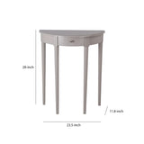 1 Drawer Half Moon Console Table with Round Legs, Small, Gray