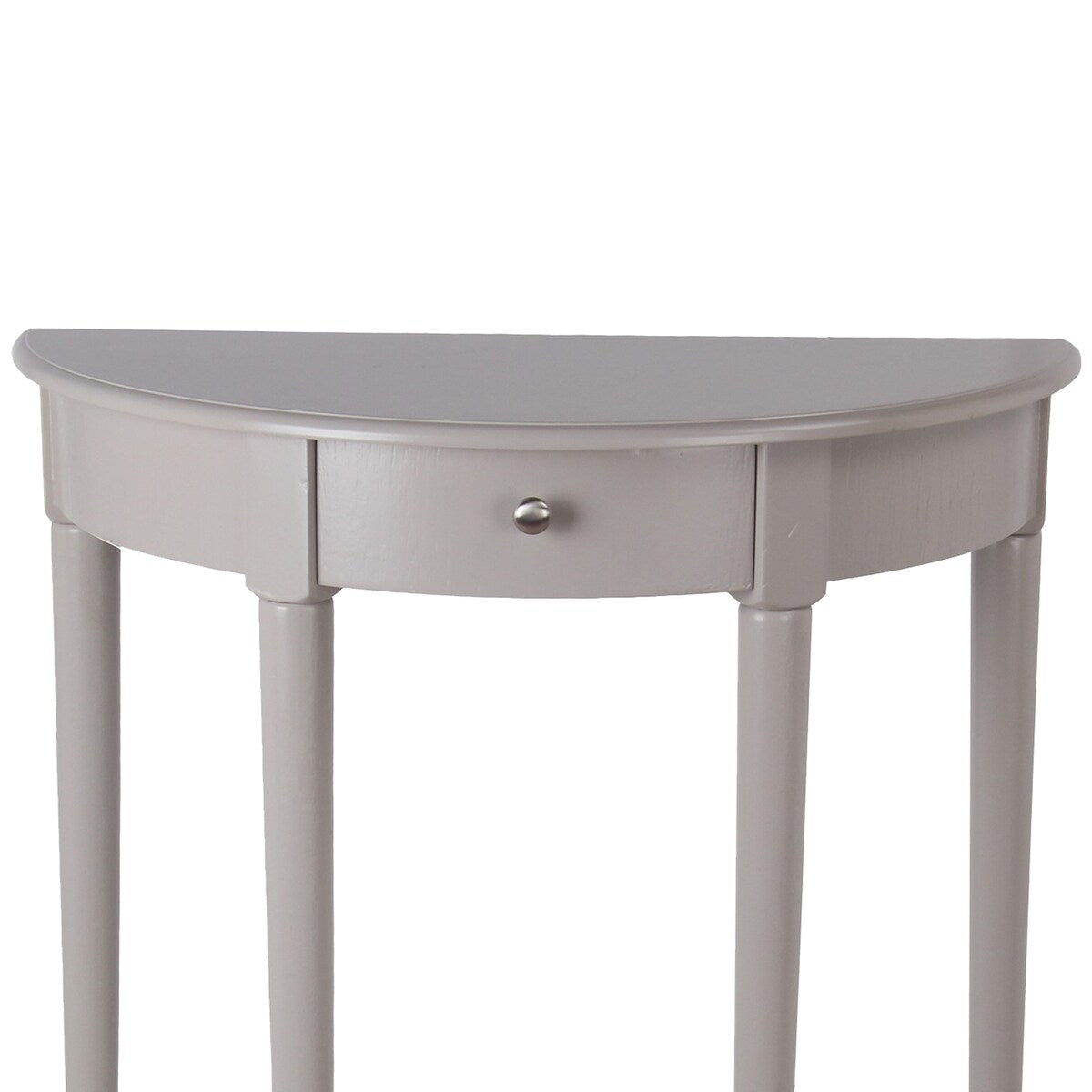 1 Drawer Half Moon Console Table with Round Legs, Small, Gray