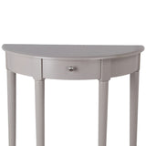 1 Drawer Half Moon Console Table with Round Legs, Small, Gray