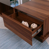 1 Drawer Tempered Glass Coffee Table in Black and Dark Walnut