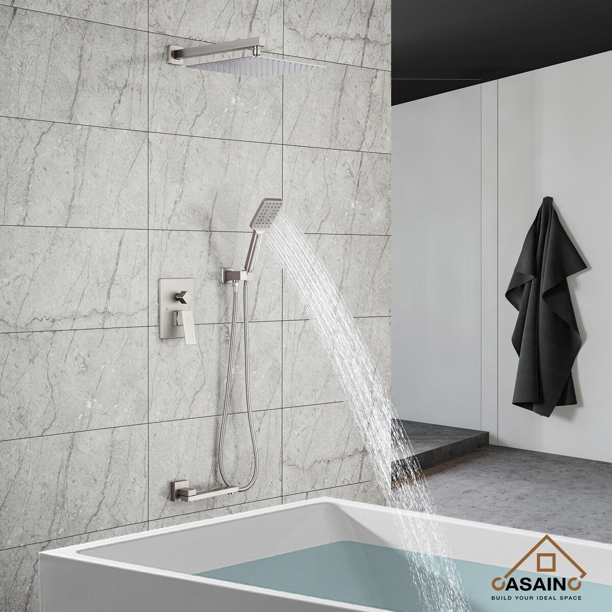 1-Handle 3-Spray Pattern 10 in. Wall Mount Shower Set Shower Head, Tub and Shower Faucet - 10 inch